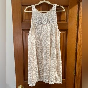 Free People white lace mini dress, size L
